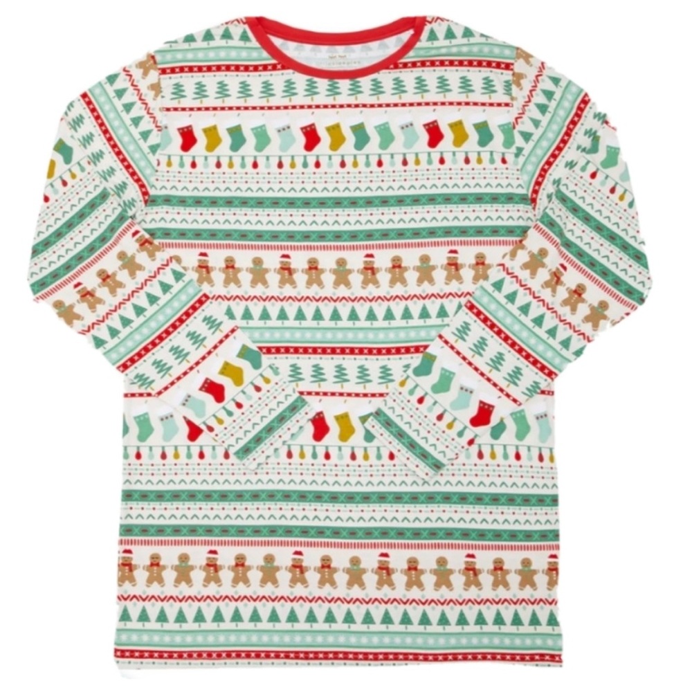 Little Sleepies Fair Isle Christmas Mens Pajama Top Sz XL Bamboo Viscose